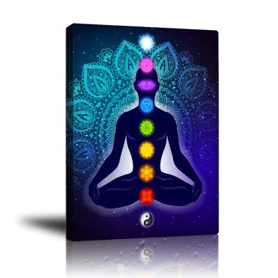 China New Design Waterproof+ECO-Friendly Indian Seven Chakra Yoga Meditation Wall Art Poster Yoga Studio Room Home Decoration Canvas Print Bedroom Wallpaper for sale