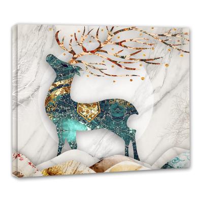 China Waterproof+ECO-Friendly Luxury Abstract Modern Canvas Wall Art Poster Picture Deer Marbling Pattern Painting Illustration For Living Room Home Decoration for sale