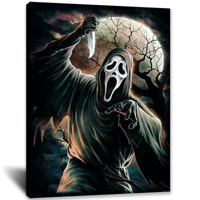 China Waterproof+ECO-Friendly Horror Movie Poster Ghostface Spooky Halloween Decorations Canvas Wall Art Prints Painting For Home Living Room Bedroom Decor for sale