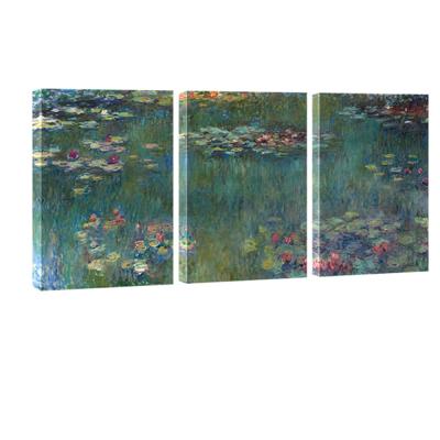 China 3 Pieces Waterproof+ECO-Friendly Set Monet Famous Oil Paintings Reproduction Artwork Water Lilies Canvas Print Wall Art For Bedroom Living Room Decor for sale