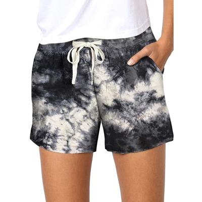 China 2022 New Summer Casual Shorts Girls Breathable Shorts Hot Selling Gradient Women Tie Dye High Waist Fashionable Slim Fit Shorts for sale