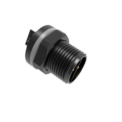 China Industrial Waterproof Circular Connector IP67 M12 Threaded Through Hole Connector for sale