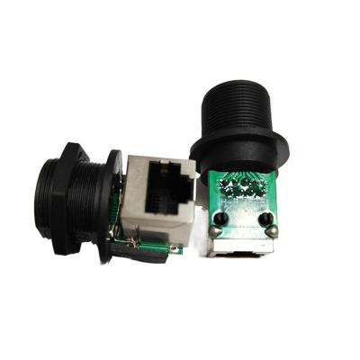 China PA66 Nylon IP67 Watertight RJ45 Connector 90 Degree Network Panel Type for sale