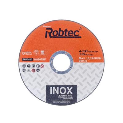 China Inox Cutting/Stainless Steel ROBTEC 115 *1.0*22.2mm EN12413 Abrasive Cutting Wheel, Abrasive Disc Cutting Wheel for Inox for sale