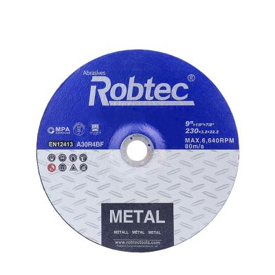 China New 230mm ROBTEC cutting and cutting wheel for metal recessed Y cutting wheels for metal for sale