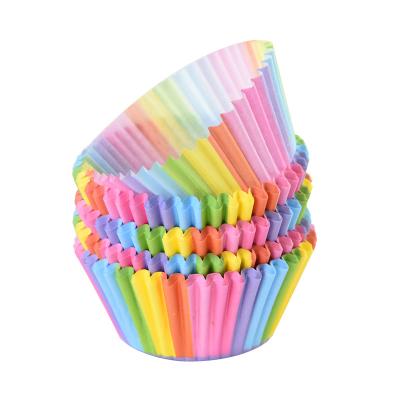 China 100Pcs/pack Disposable Cake Muffin Cup Oil Proof Paper Cups Liner High Temperature Kitchen Cupcake Box Cake Resistance Baking Accessories C for sale