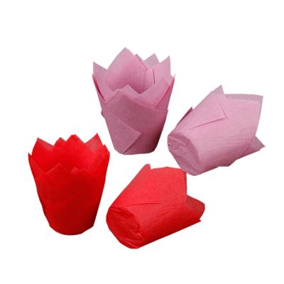 China New Design Disposable Non Stick Flame Tulip Cupcake Liners for sale