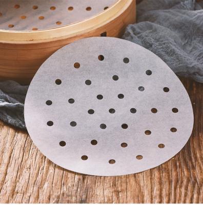 China Virgin Nonstick Greaseproof Parchment Pulp Perforated Silicone Coating Steaming Parchment Paper Liner For Airfryer for sale