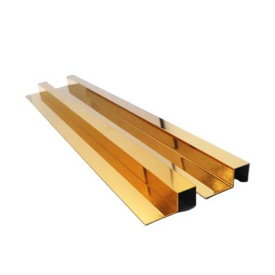 China Modern LogoEuo Style Stainless Steel Tile Trim Modern Rose Gold Hairline Customized Stainless Steel Profiles Tile Accessories for sale