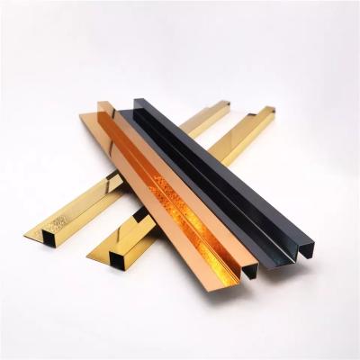 China Modern Factory Wholesale Shiny Decorative Strip Wall Tile Trim Stainless Steel Edge Trim For Tile Corners for sale