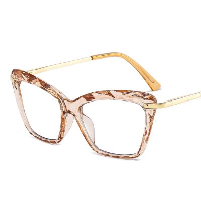 China New Retro Single Glasses Section Metal Frame Spring Foot Cat Eye Transparent Polygonal Eyeglasses Frames for sale