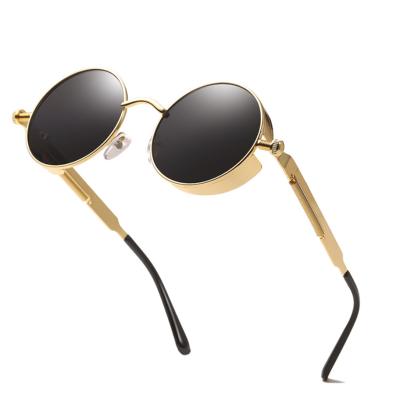 China Fashion sunglasses can be customized wholesale neutral round retro metal spring leg trend steampunk sunglasses for sale