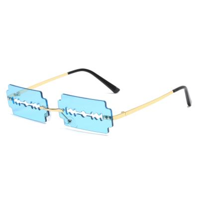 China Fashion sunglasses frameless blade new style border fast sale, personality trend 2021 fresh sunglasses for sale