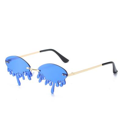 China Fashion sunglasses 2021 new European and American metal tears party fashion glass frameless sunglasses for sale