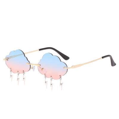 China European and American fashion cloud lightning personality irregular dance sunglasses glass frameless sunglasses for sale