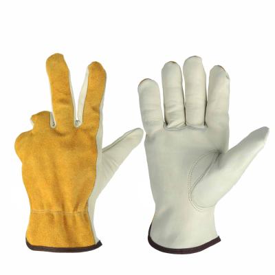 China Factory Wholesale Safe Gardening Work Cowhide Gloves Flower Arranging Anti Knock Dipped Safety Rubber Wear Resistant Gloves for sale