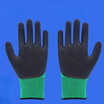 China Breathable Black Rubber Wear Resistant Dipped Hanging Rubber Coated Gloves Safe Non Slip Rubber Gloves for sale