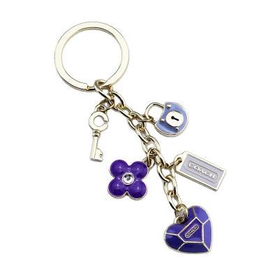 China Souvenir Gifts Promotion Heart metal key chain custom resin drop glue paint key chain flower LOGO key chain custom for sale