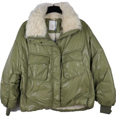 China 2021 Winter New Arrival Breathable Vinyl Cropped Stripper Down Jacket Women Clothing Waterproof OEM Shell for sale