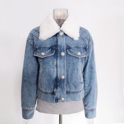 China 2021 New OEM Style Women's Jackets Shoulder Loose Fit Cropped Denim Jean Jacket Ladies Jean Jacket Women for sale