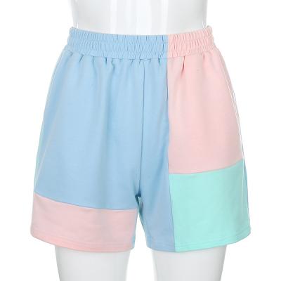 China Sustainable Women's Block Color Contrast Color Shorts Sports Shorts Homewear Shorts for sale