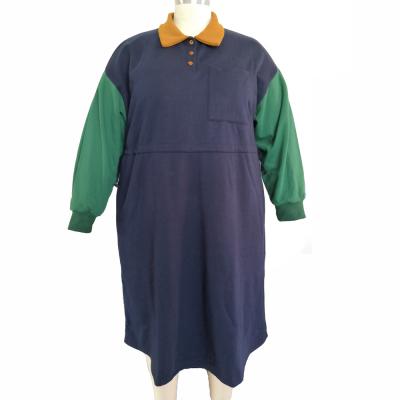 China Women's Plus Color Contrast Waistline Hoodie Pullover Dress for sale