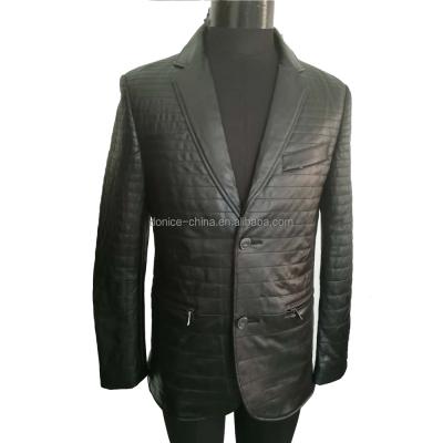 China Breathable lamb nappa quilted leather jacket men latest design jacket for men for sale