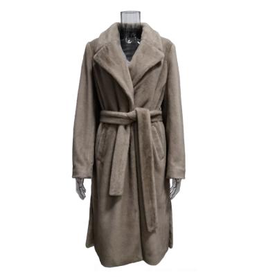 China Dalian Donice Viable Women's Luxury Faux Mink Fur Long Trench Coat for sale