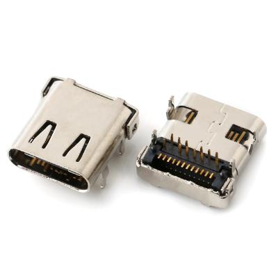 China Extension 24 Pin Type-C Connector USB Female Socket 180 Pin De Carga TC-180-24P-L for sale