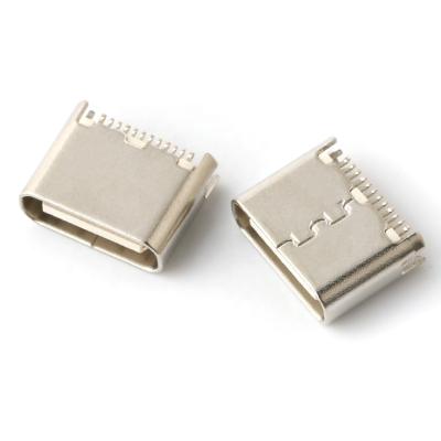 China Vertical 2x12 Pins Short Body USB 3.1 C Connector USB C Female Socket TC-180-24P-S for sale