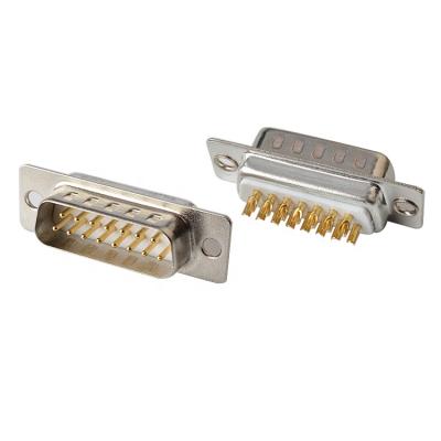 China PCB D Sub DB15 15 Pin Connector Gold Plated Solder 15 Pins Through Hole DB15 Male Dsub Connector for sale