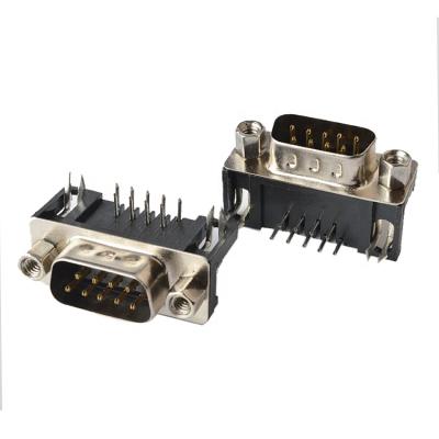 China PCB VGA Connector Male D Sub Threaded Right Angle Dsub 9 Pins Right Angle Dsub 9 Pins Tuck Nut 9pins PCB Male Connector for sale