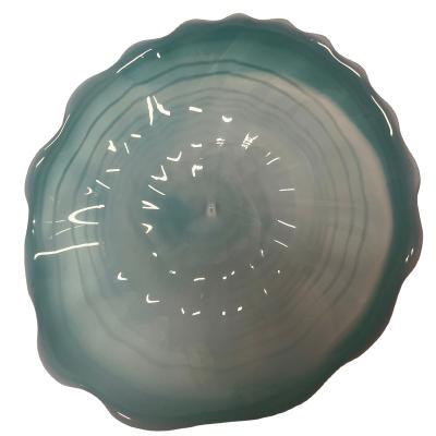 China Modern Hand Blown Murano Glass Wall Art Plates Glass Wall Decorate Hand Art Flower Plate Blown Dish for sale