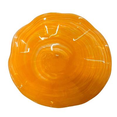 China Murano Modern Hand Decor Home Art Decor Wall Swollen Flower Shaped Glass Wall Plates Crafts for sale