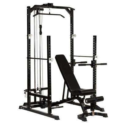 China Modern Multi Use Gym Machine Half Power Stand With Cable System And Adjustable Weight Bench for sale