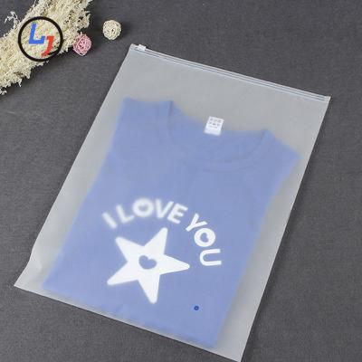 China Matte Print Pe Zipper Recyclable Custom Lock Zipper Poly Frosted Plastic Packaging Bag For Clothes for sale