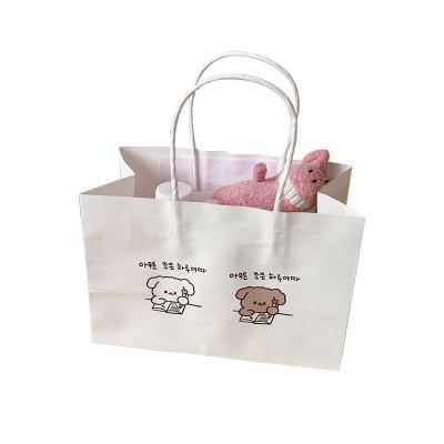 China Recyclable Custom High Quality Small Paper Tote Bag Printing White Degradable Paper Bag for sale