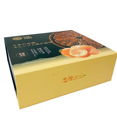 China Recycled Materials Green Orange Flip Kraft Paper Box Custom Magnetic Sealing Gift Box for sale