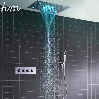 China Without Slide Bar Contemporary Smart Shower Faucet Sets 360*500mm System Ceiling Mounted Concealed Thermostatic LED Rain Shower Head Set Te koop