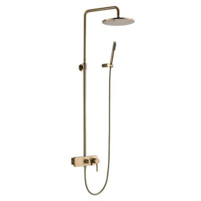 China With Sliding Bar 25x25cm 304 Stainless Steel Shower Kit Hotel Bathroom Wall Mounted Contemporary Gold Rain Shower Set New à venda