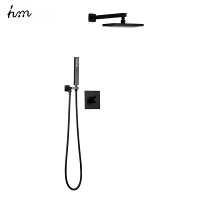 China Without Slide Bar Brass Shower Head Contemporary Bathroom Hide Single Black Matt Shower Faucet Hot Cold Switch Handle Sets à venda