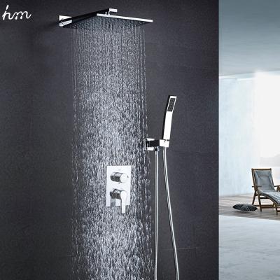 China Floor Stand Faucets 10 Inch Bathroom Simple Design High Flow Rain Shower Head Mixer Control Valve Air Injection Shower Set à venda