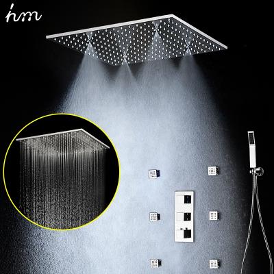 Κίνα Mirrorless Slide Bar 500*500mm Rainfall Shower Head Set Adjustable Faucet Stainless Steel Bath Shower Mixer Tap 6 Pcs Massage Body Jets προς πώληση