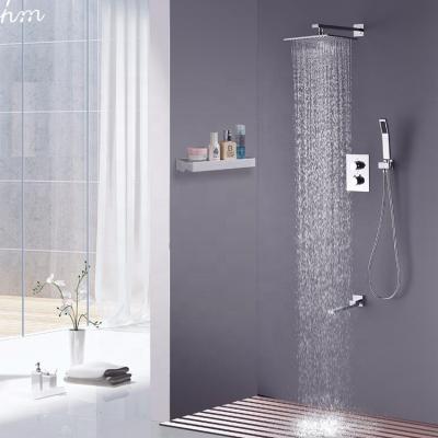 China Without Slide Bar 180 Degree Rotation Spout Faucet Smart Thermostatic Bathroom Shower Set for sale