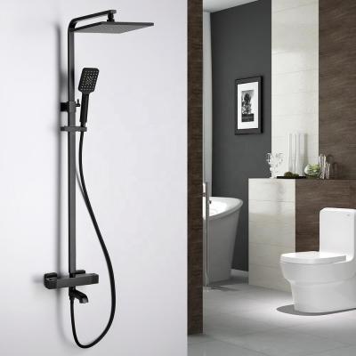 Κίνα With Slide Bar 10 Inch Large Shower Head Matt Black Shower Sets With Thermostatic Rainfall προς πώληση