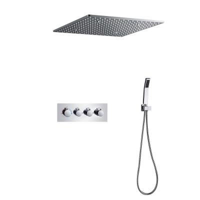 Chine Without Sliding Bar Washroom Ceiling Mounted Chrome Rainfall Concealed 20Inch Thormastatic Shower Mixer Combo Set à vendre