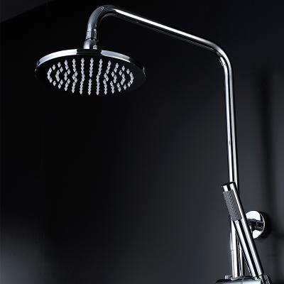 중국 Round Free 304 Stainless Steel Diverter 8 Inch LED Head Small Shower Sets With Hand Held Shower And Slide Bar 판매용