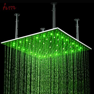 China Large Size 304 Showerhead Massage Ceiling Rainfall LED Hotel 1000*1000mm Rainless Switch Top Swept for sale