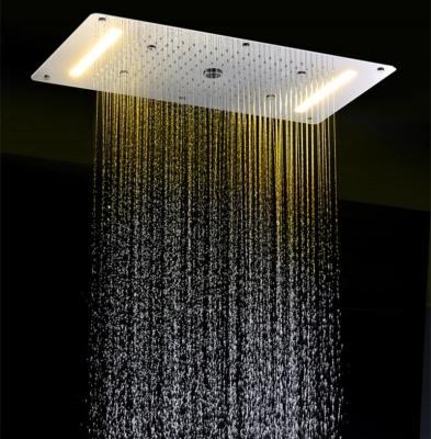 China Diverless Led Shower Head Concealed Multi Column LED Yellow Lamp Water Function Rectangular Shower Head LED en venta