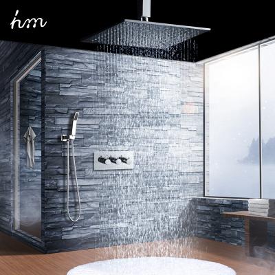 China Thermostatic Shower With Slide Bar Hotel Bathroom Kit Wall Mounted 10 Inch Brass Shower Head Set Te koop